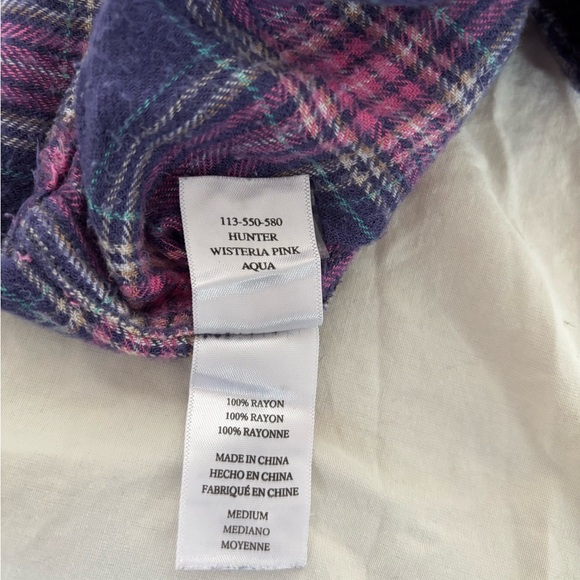Rails Hunter Button Down Shirt Plaid Wisteria Pink & Aqua Blue Size Medi… - Picture 10 of 11